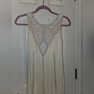 Altar'd State White Geometric Embroidered Maxi Dress Size Small